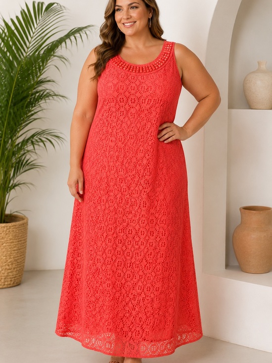 Sandra Darren Dresses & Skirts - Sandra Darren Coral Lace Embellished Maxi Dress 18W NWT Plus Size